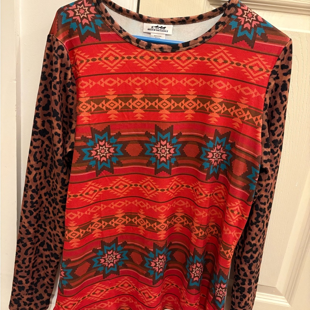 Colorful Long Sleeve Patterned Tee by Back in the Saddle